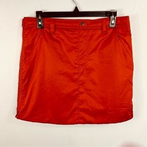Sahalie Size Medium Orange Puffer Insulated Zip Mini Straight Skirt DD4